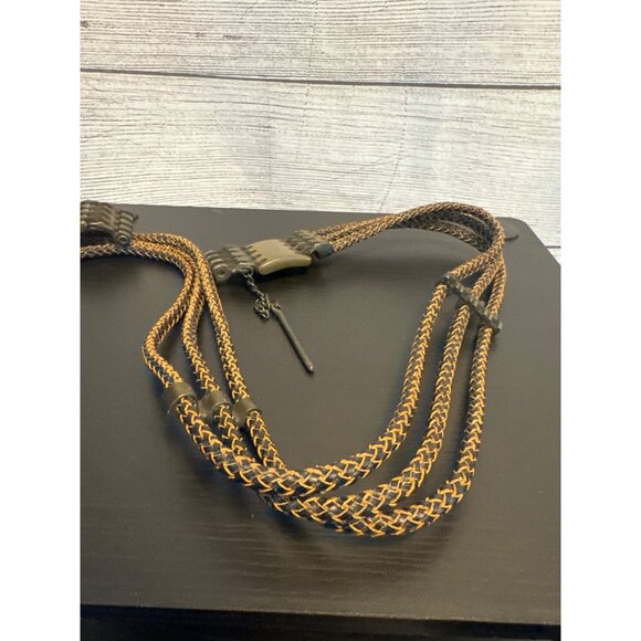 Adjustable Multi-Strand Woven Belt With Brass Clasp Closure - Picture 3 of 3